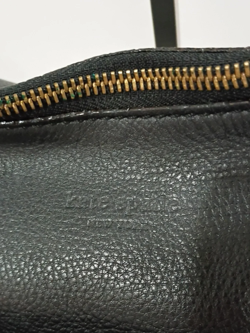 kate spade Black Pebbled Leather Shoulder Tote with Front Slip Pocket